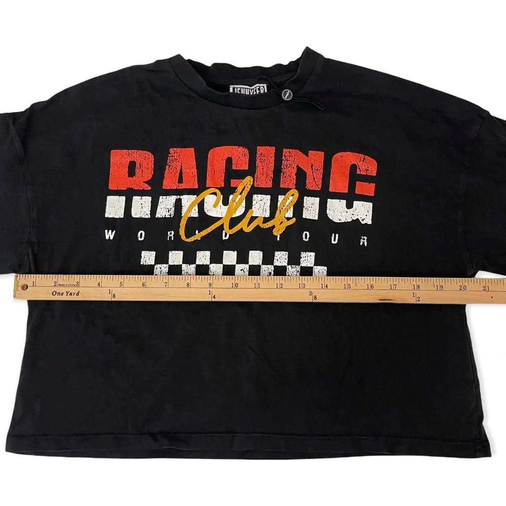 Jennyfer Racing Club World Tour Black Crop Top Long Sleeve Tee - Picture 4 of 8